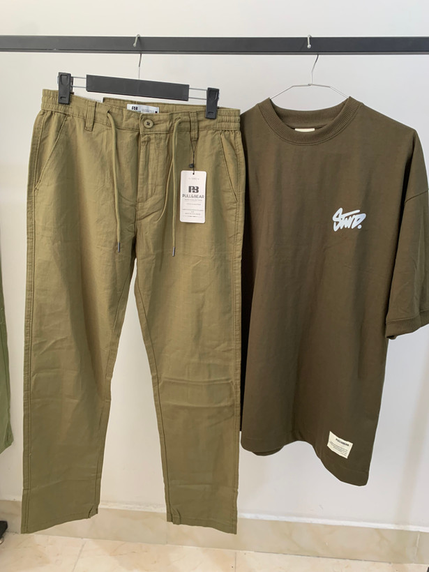 ست شلوار و تیشرت اورجینال Pull&Bear سبز
