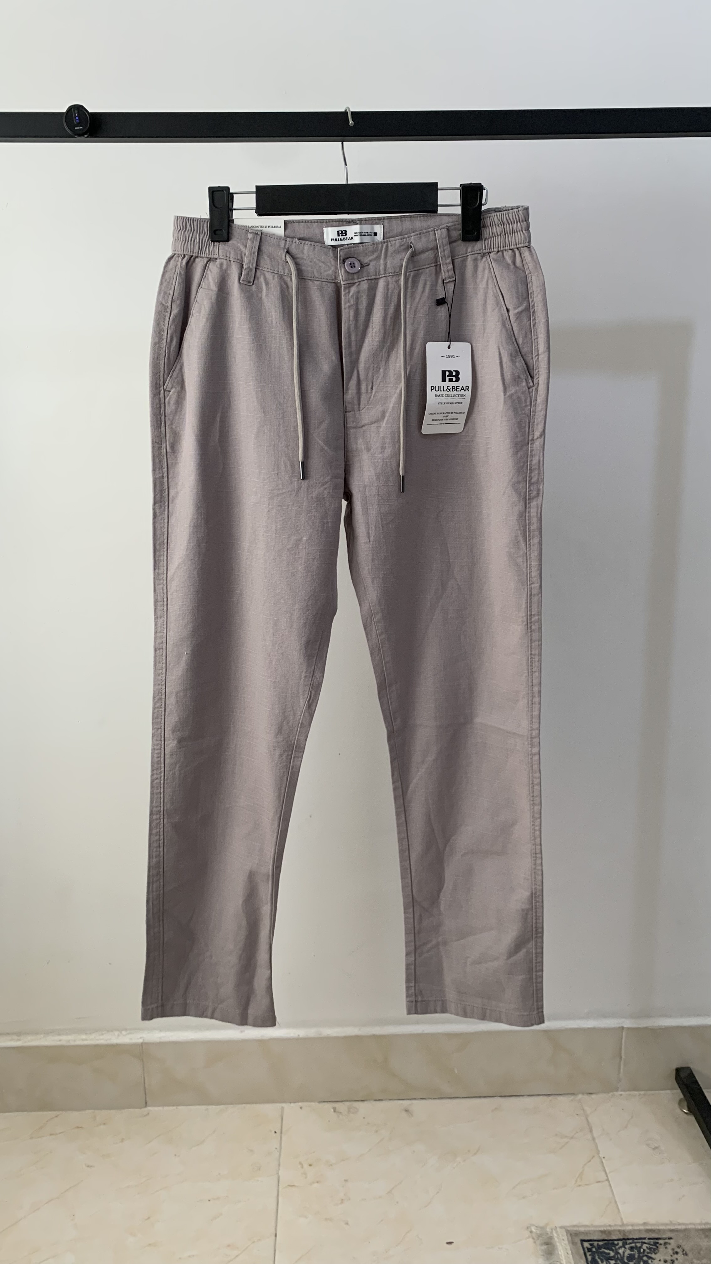 شلوار لینن حصیری اورجینال Pull&Bear طوسی