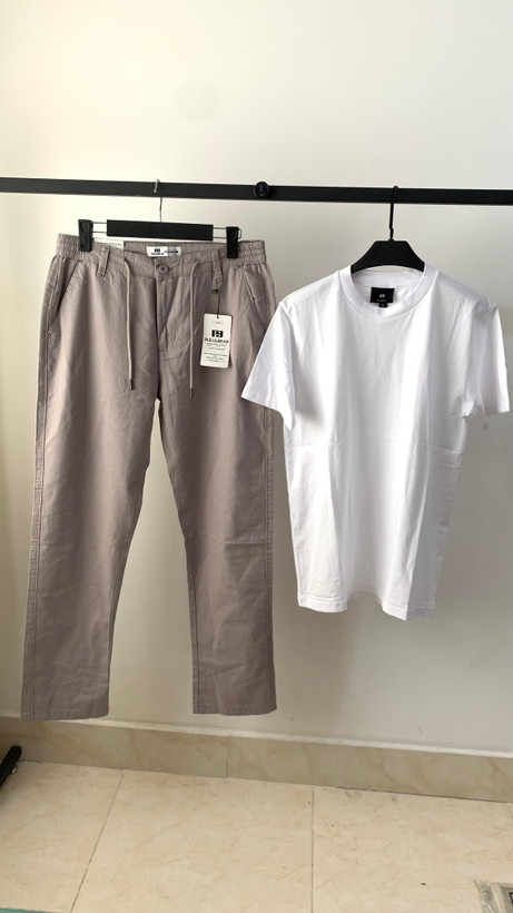 شلوار لینن حصیری اورجینال Pull&Bear طوسی